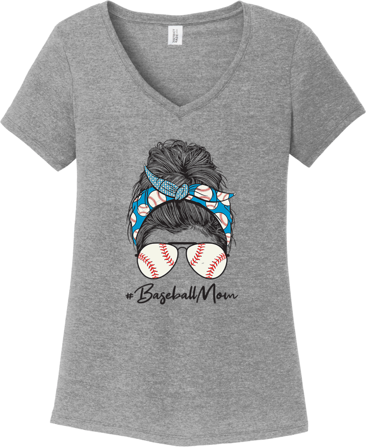 Mom Bun Baseball Mom Womens Tri Blend V-neck T-Shirt | eBay